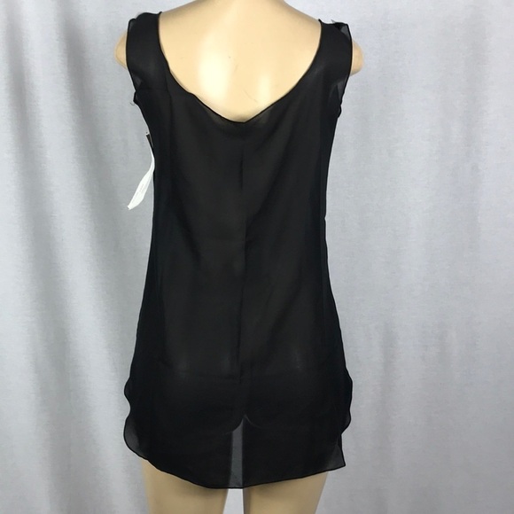 Zuliana Size Small Black Sheer Cover Up Dress with Slits. Made in USA New - Picture 3 of 3